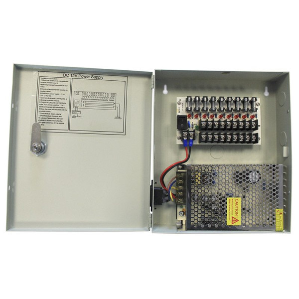 VEOS PB-09H – захранващ блок за 9 камери, 12 V 5 A