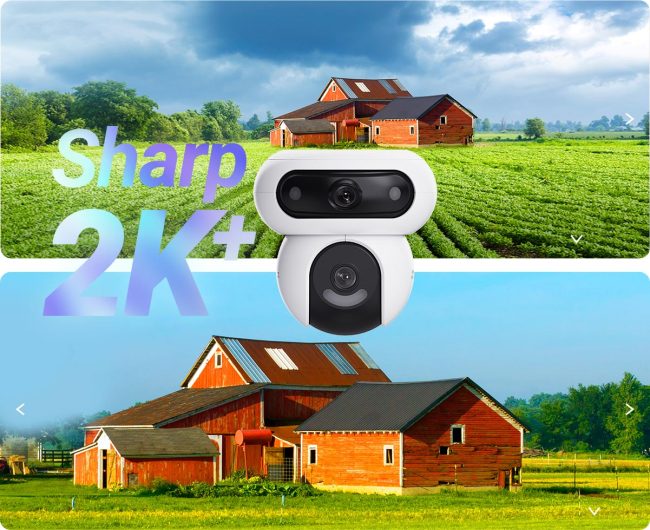Широк и близък изглед от двата обектива на EZVIZ H90